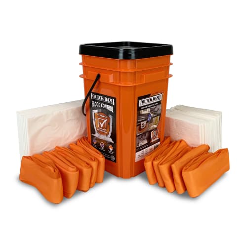 Quick Dam Grab and Go Flood Bucket Kit: 20 Mats, 10 Drip Mats, and 10-4' Water Dams, 40ct